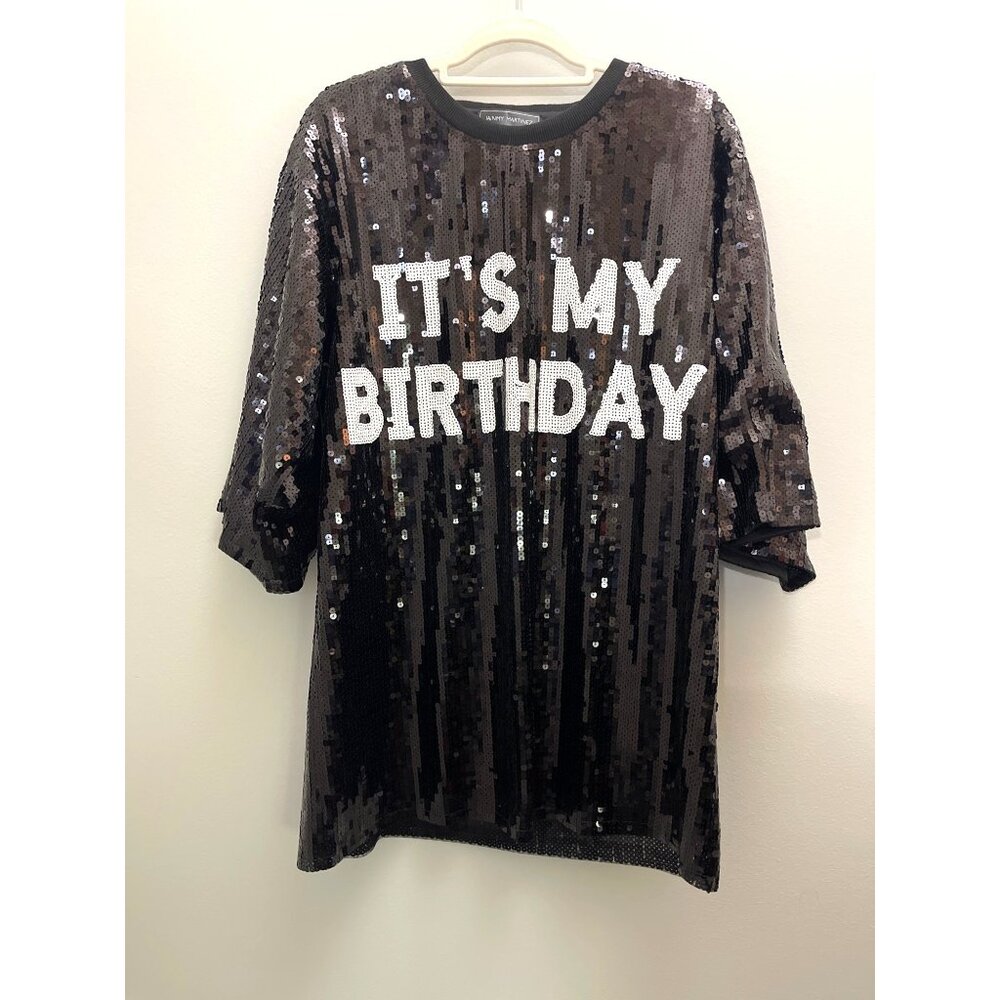 Black Sequin "Its My Birthday" Dress By Jainmy Martinez
